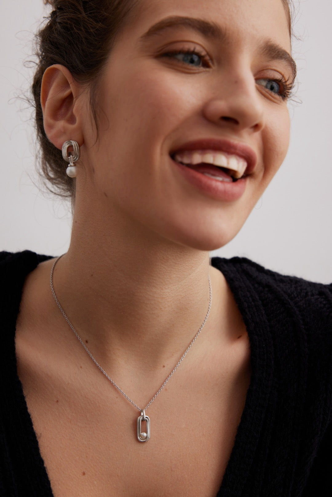 Infinite Loop Pearl Drop Earrings