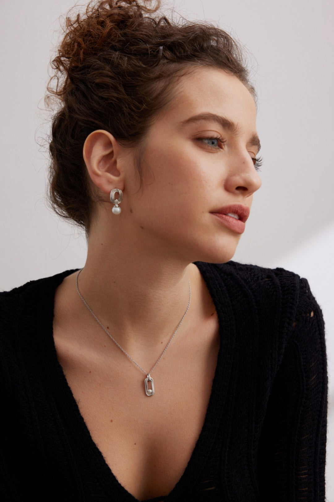 Infinite Loop Pearl Drop Earrings