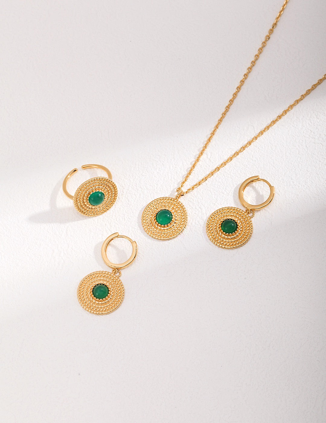 Emerald Circle Drop Earrings