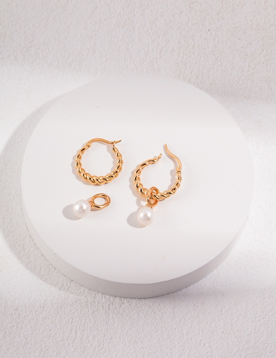 Rope and Pearl Hoop Earrings