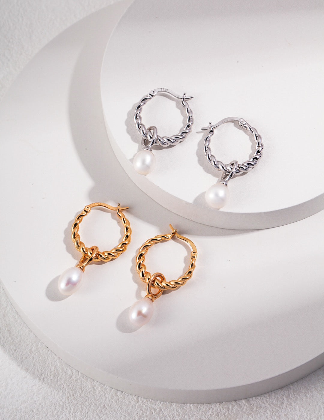 Rope and Pearl Hoop Earrings