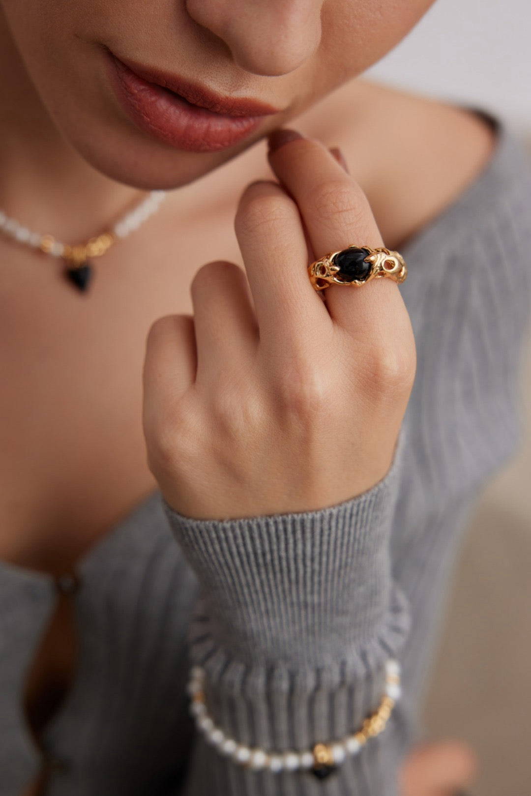 Retro Agate statement Ring