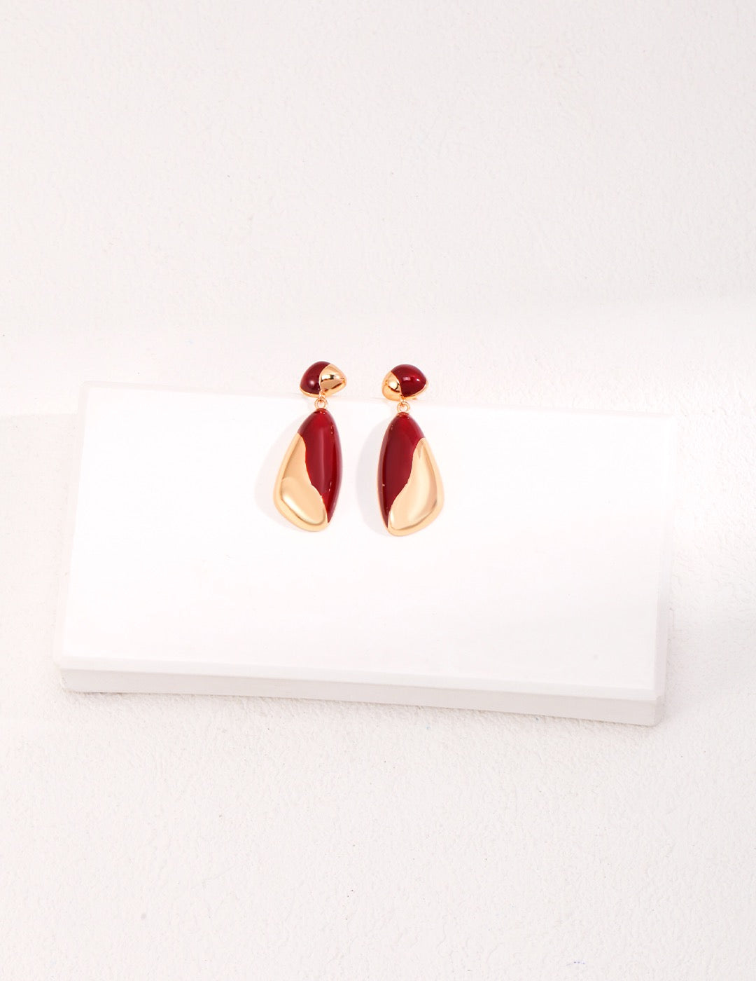 Sleek Scarlet Drop Earrings